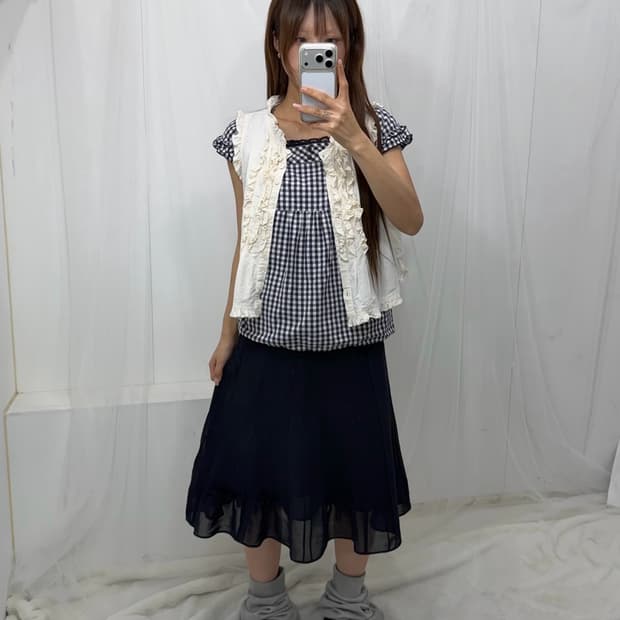 ˚꩜｡네이비 톤온톤 프릴 니혼진 ˚꩜｡