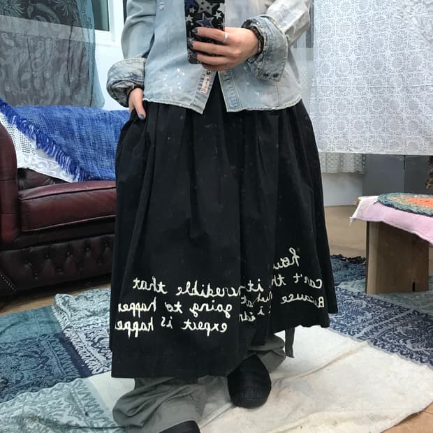 빈티지 여성 밴딩 레터링 코튼 스커트 