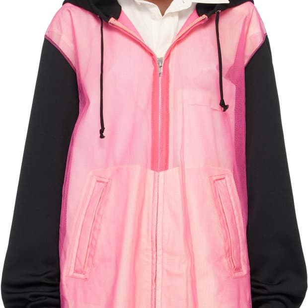 꼼데가르송옴므플러스 핑크튤 블랙 후드집업 M