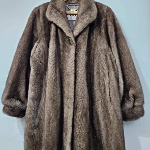 우단 밍크 퍼 코트 그레이 브라운 ~88