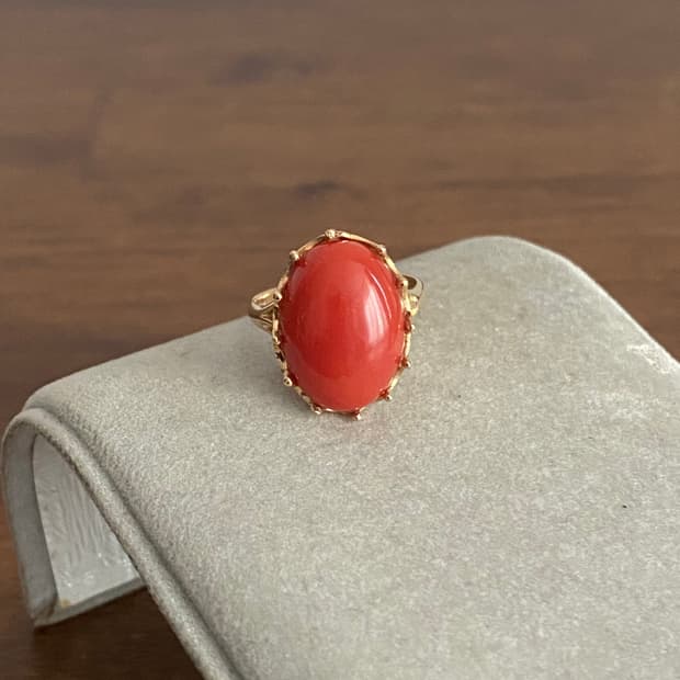 천연 산호 반지(14K)