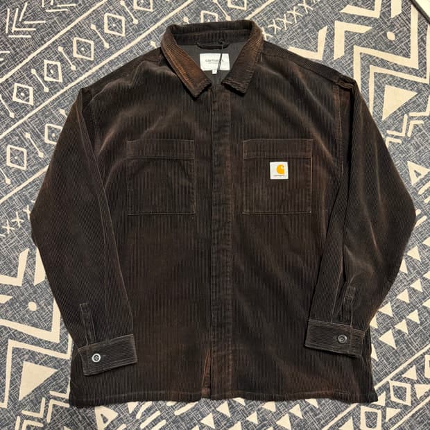 칼하트 WIP L/S 코드 코듀로이 셔츠 블랙 에이지드 워싱