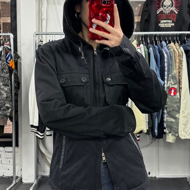 아르마니 익스체인지 투웨이 블랙 후드 자켓