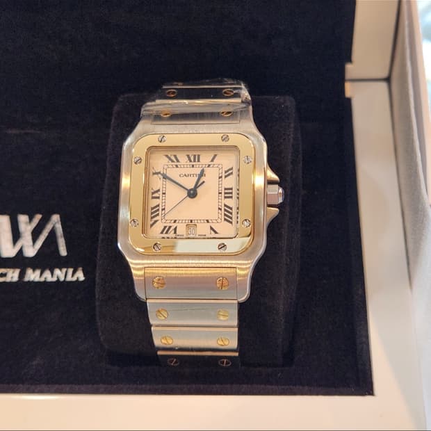 까르띠에 산토스 갈베 LM 라지 콤비