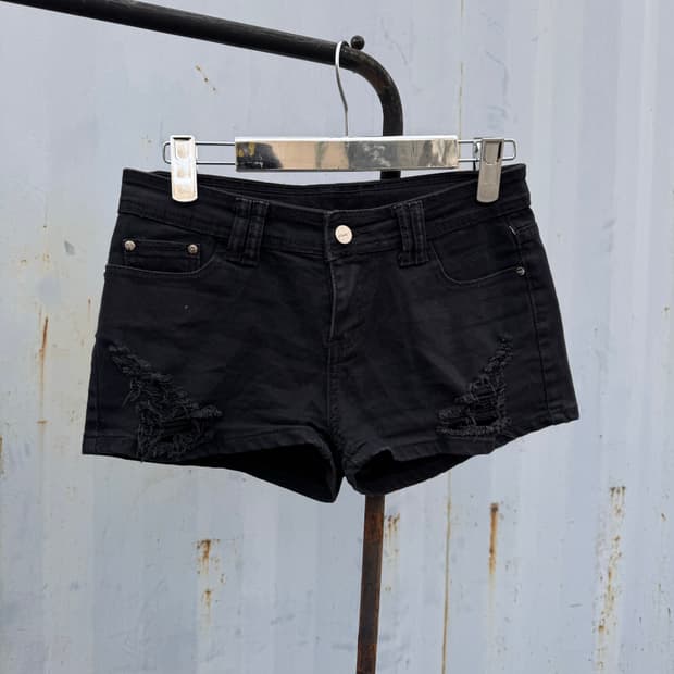 Black Distressed Shorts 