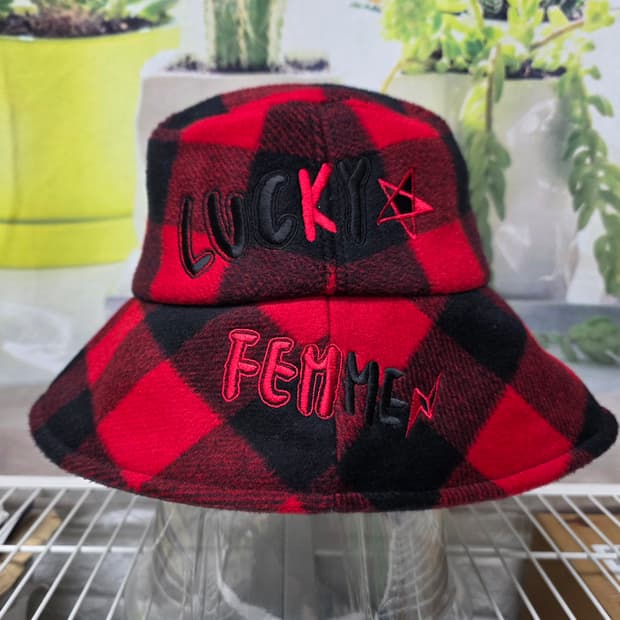 럭키슈에뜨 여성 겨울모자 울 체크모자 버킷햇 KG49