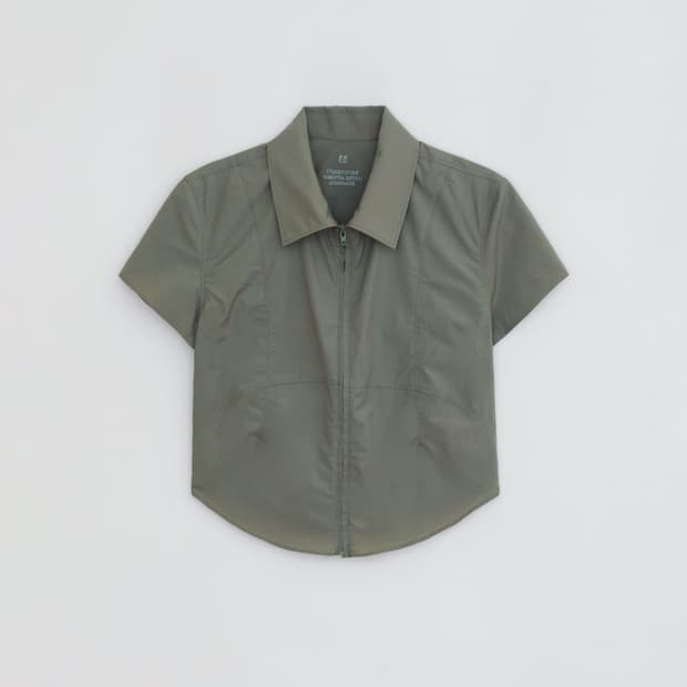 택포)누마레 zip-up 1/2 shirts olive 반팔집업셔츠