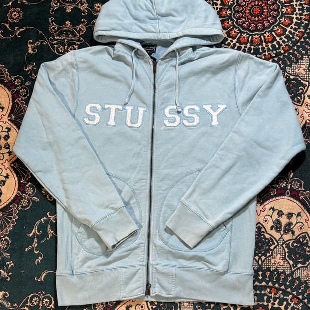 스투시 스카이 블루 90s 후드집업 M