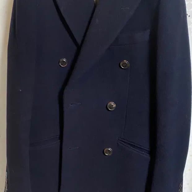 커스텀멜로우 네이비 더블코트