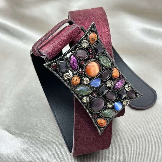 Raw Stone Suede Burgundy Belt