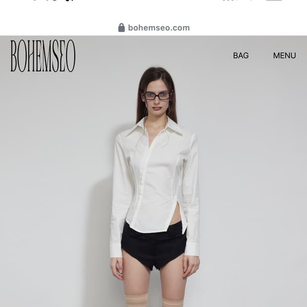 보헴서 다이애그널 슬림핏 셔츠 아이보리 1사이즈 보헤미안서울