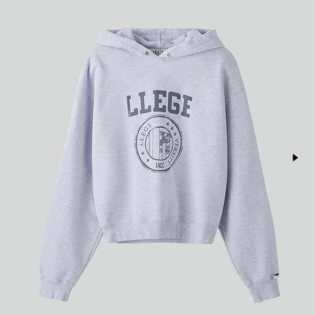 렉토 후드티 멜란지 그레이 LLEGE 로고 디스트로이드 후디 스웻셔츠