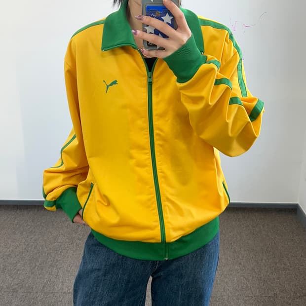 Puma 퓨마 jamach 옐로우 그린 배색 져지 