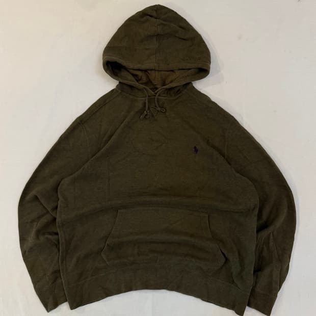 폴로 랄프로렌 와플 니트 후드티 올리브 그린