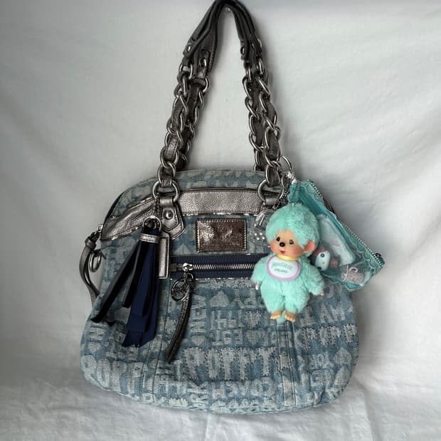 Coach denim silver shoulder bag