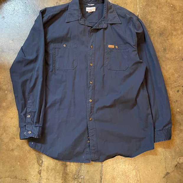 칼하트 오리지널핏 레더패치 워크 셔츠 다크네이비