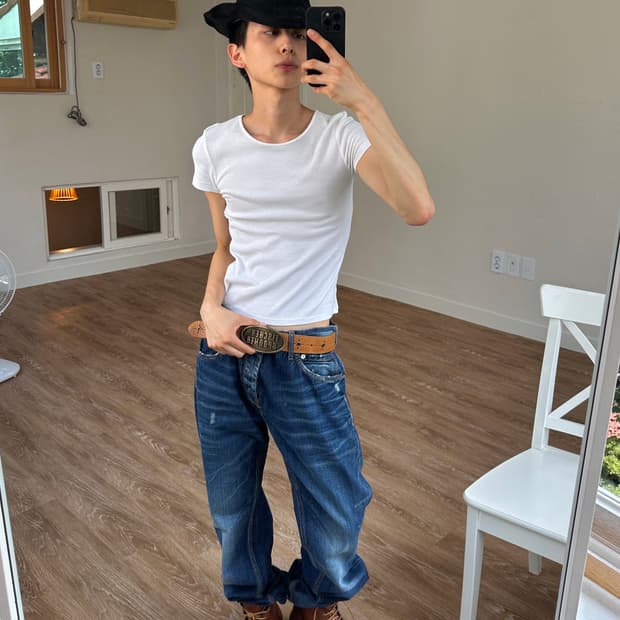 Pull & Bear 개더링 루즈 스트레이트 진
