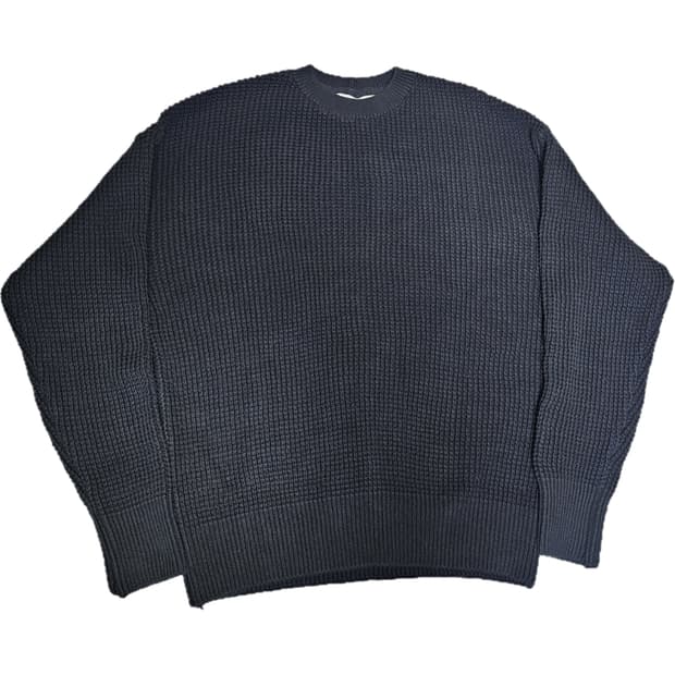 [니티드XKKST] 소프트코튼 헤비 와플 니트 BLACK