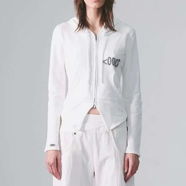 나체 엠프티 슬림핏 후드집업 화이트