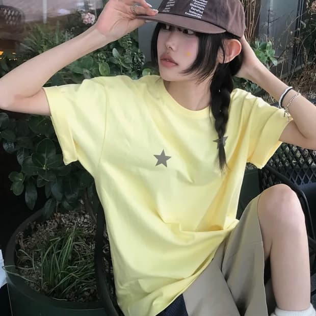 더바이닐하우스 반팔티셔츠 STAR TEE YELLOW 