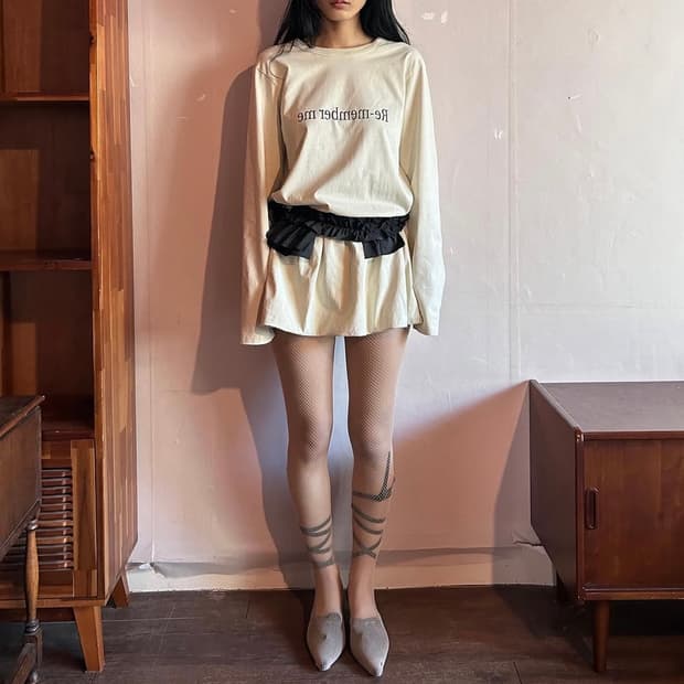 Gyeong 그래픽 미니 드레스 챠콜