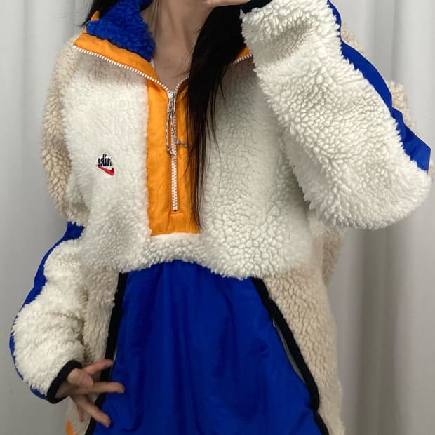 나이키 헤리티지 로고 쉐르파 플리스 아노락 하프집업