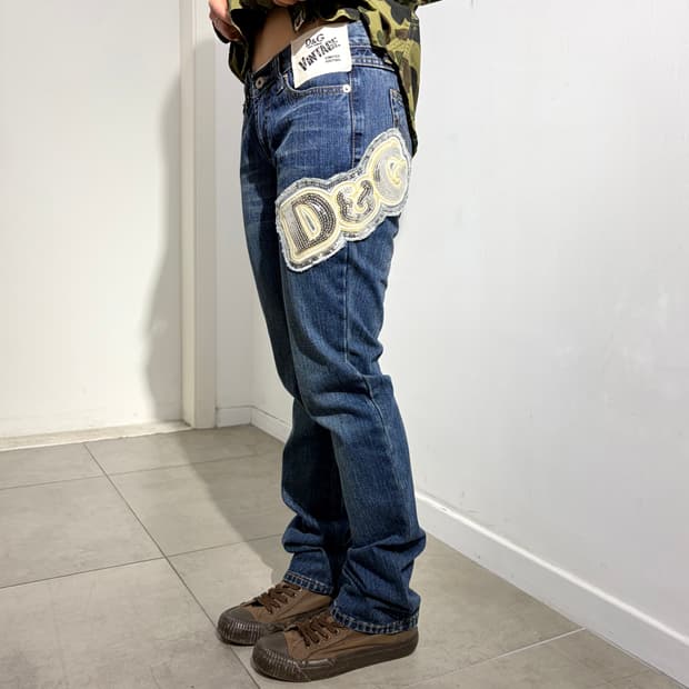 돌체앤가바나 스팽글 y2k 데님팬츠