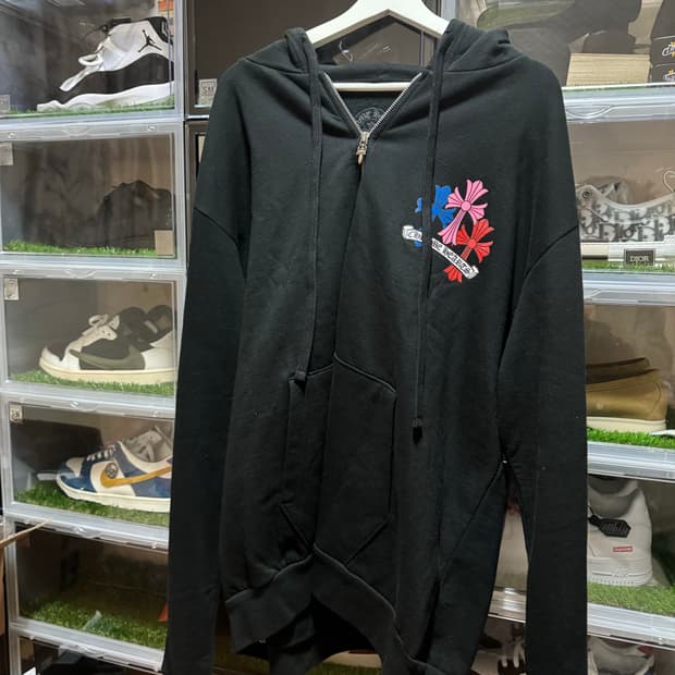 크롬하츠 멀티 컬러 크로스 집업 후드 블랙 XL