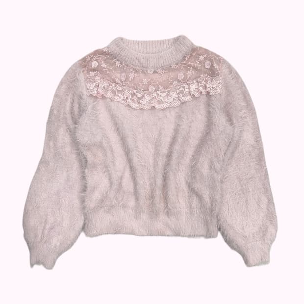hairy pink lace york knit
