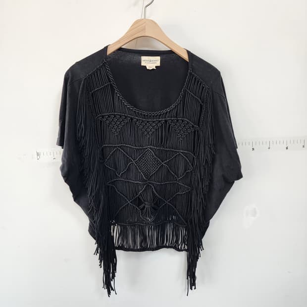 랄프로렌 블랙 프린지 티셔츠