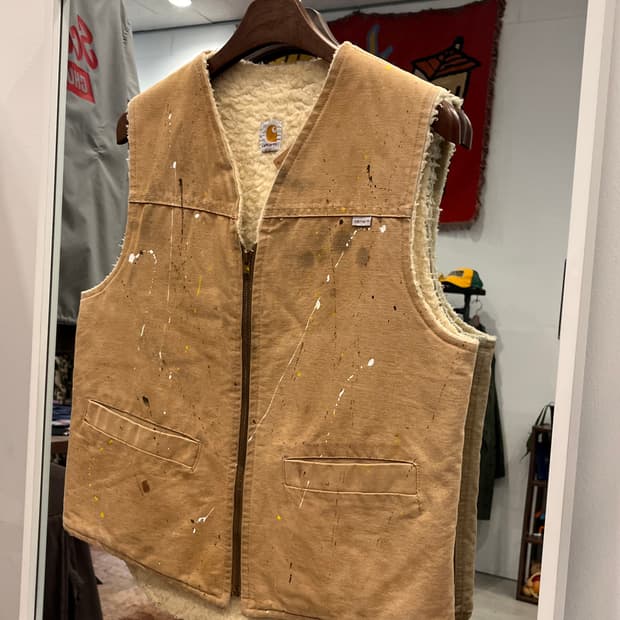80s Carhartt 페인팅 덕 캔버스 워크 베스트 (made USA)