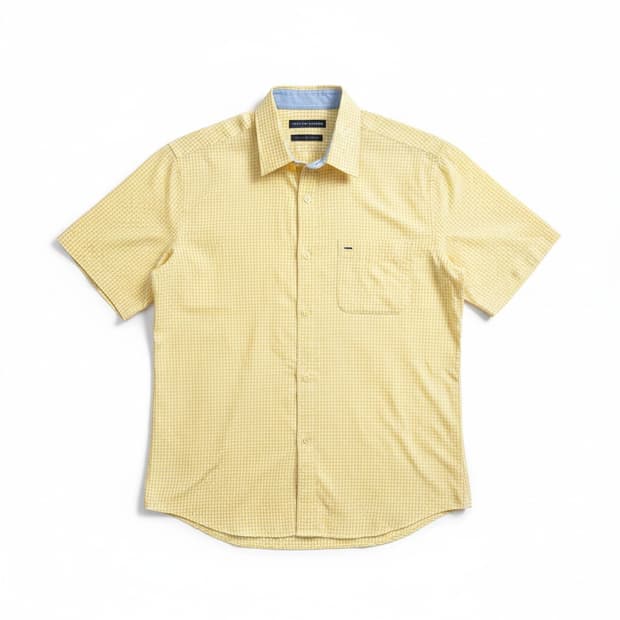 타미  옐로우 체크 반팔 셔츠