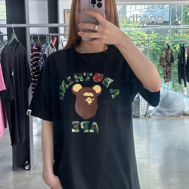 베이프 카모 베어사루 반팔티