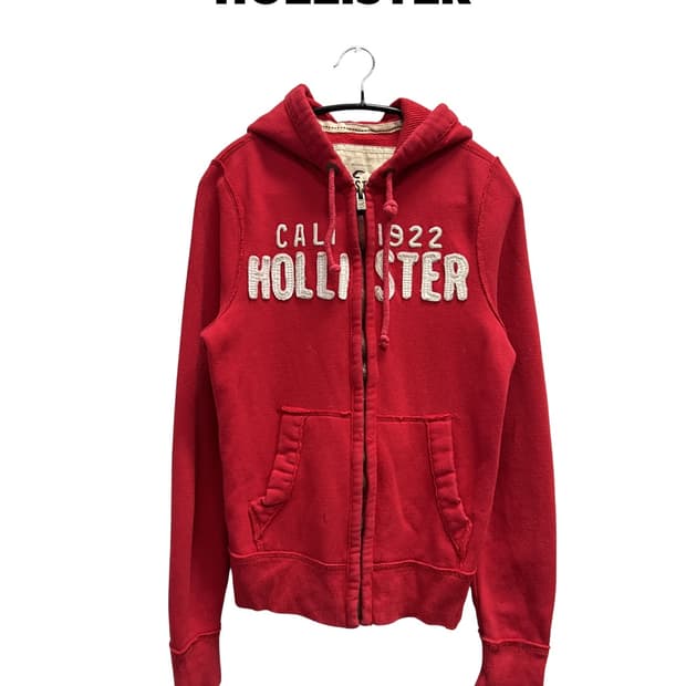 홀리스터 패치로고 후드집업 레드