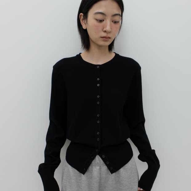 버튼 가디건 블랙