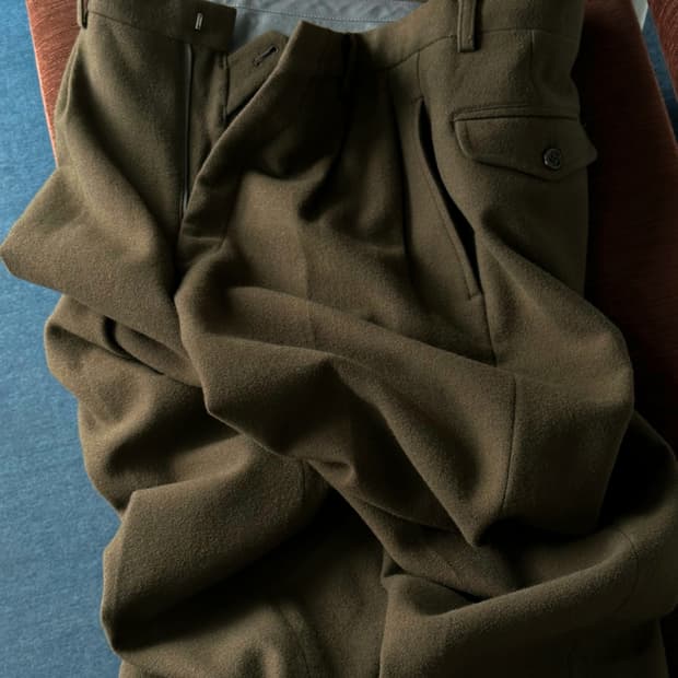  2 pleats wool flannel slacks