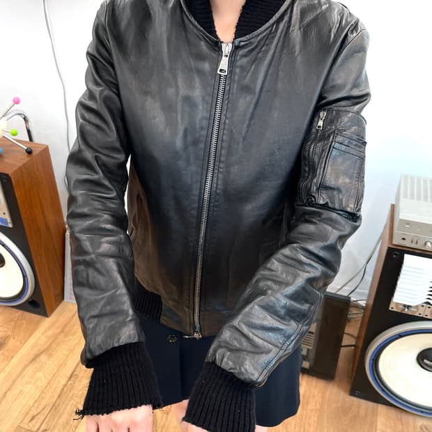 [44] 조르지오브라토 디스트레스드 레더 봄버 자켓