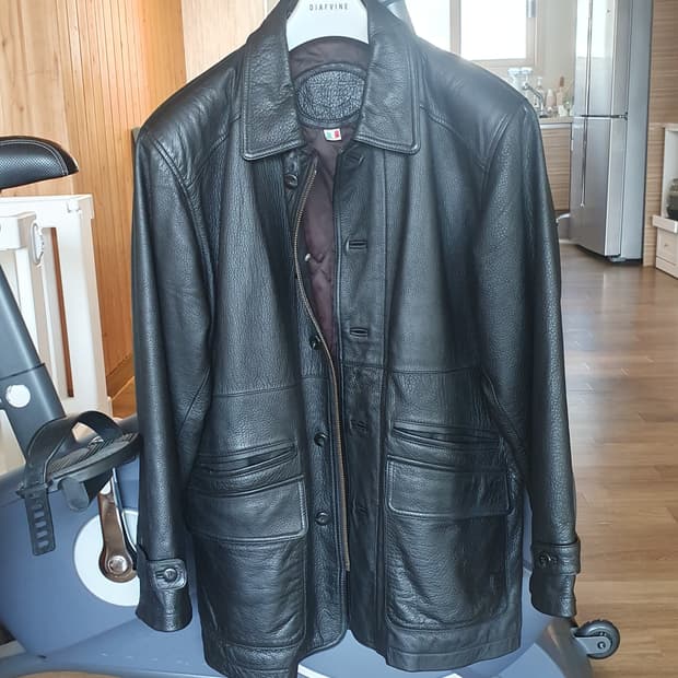 GINGIS 블랙 그레인 소가죽 카코트