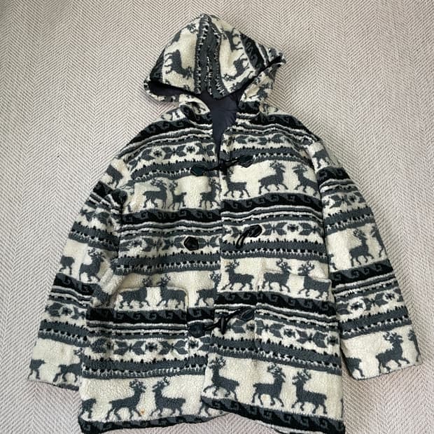 빈티지 캐나다 해비 울 노르딕 더플 코트 