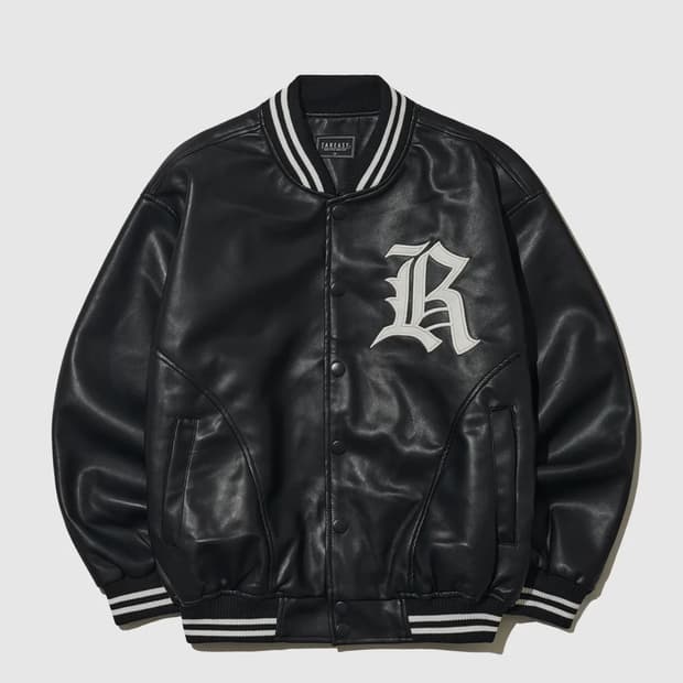 테이크이지 버핑레더 바시티 자켓(블랙)