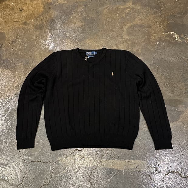 폴로 블랙 브이넥 니트 XL