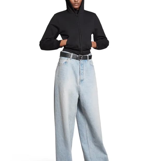 발렌시아가 배기 팬츠 라이트 블루 xs