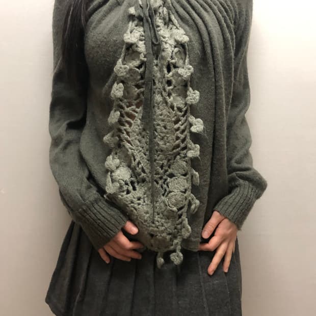 빈티지 그레이 크로쉐 니트