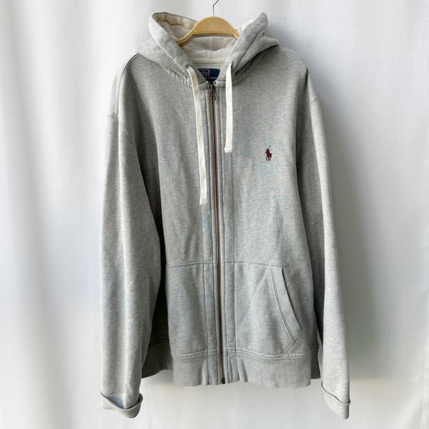 폴로 랄프로렌 기모 후드 집업 라이트 그레이 XL