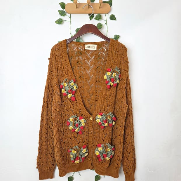 PINK HOUSE 딸기 꽃다발 가디건