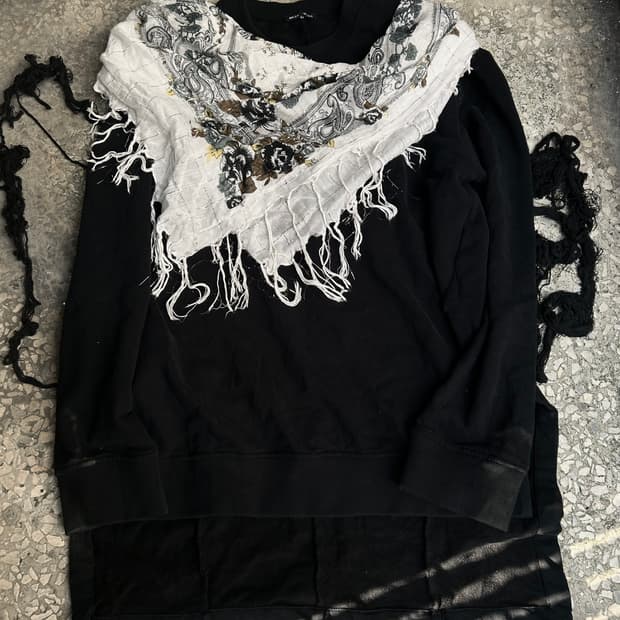 Ann demeulemeester 블랙 비대칭 코튼 셔츠