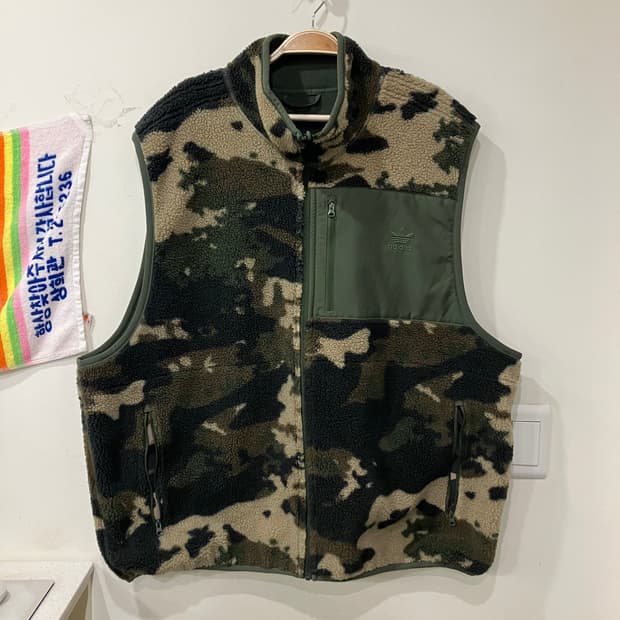 123 아디다스 카모 양면 베스트 조끼 플리스 후리스