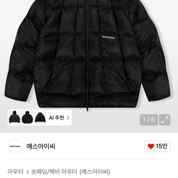 예스아이씨 패딩 s