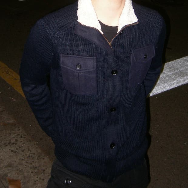 포켓 빈티지 가디건(네이비)