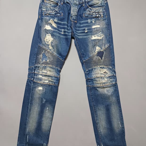 [32] 발망 데미지덧댐 워싱 바이커진 청바지